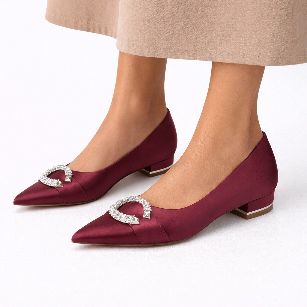 Dames Puntige Ballerina's met Strass Gesp