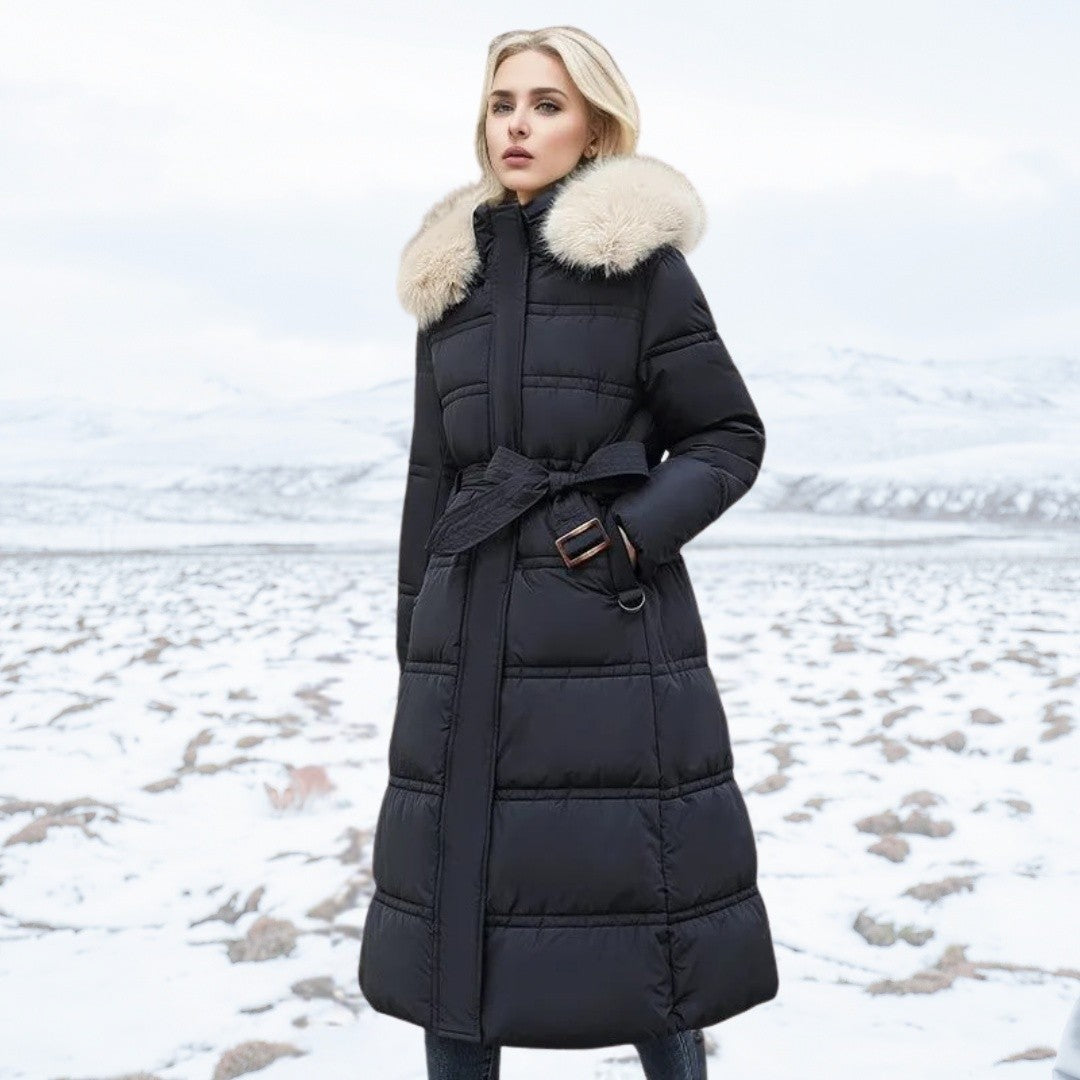 Dames Lange Gewatteerde Parka met Capuchon