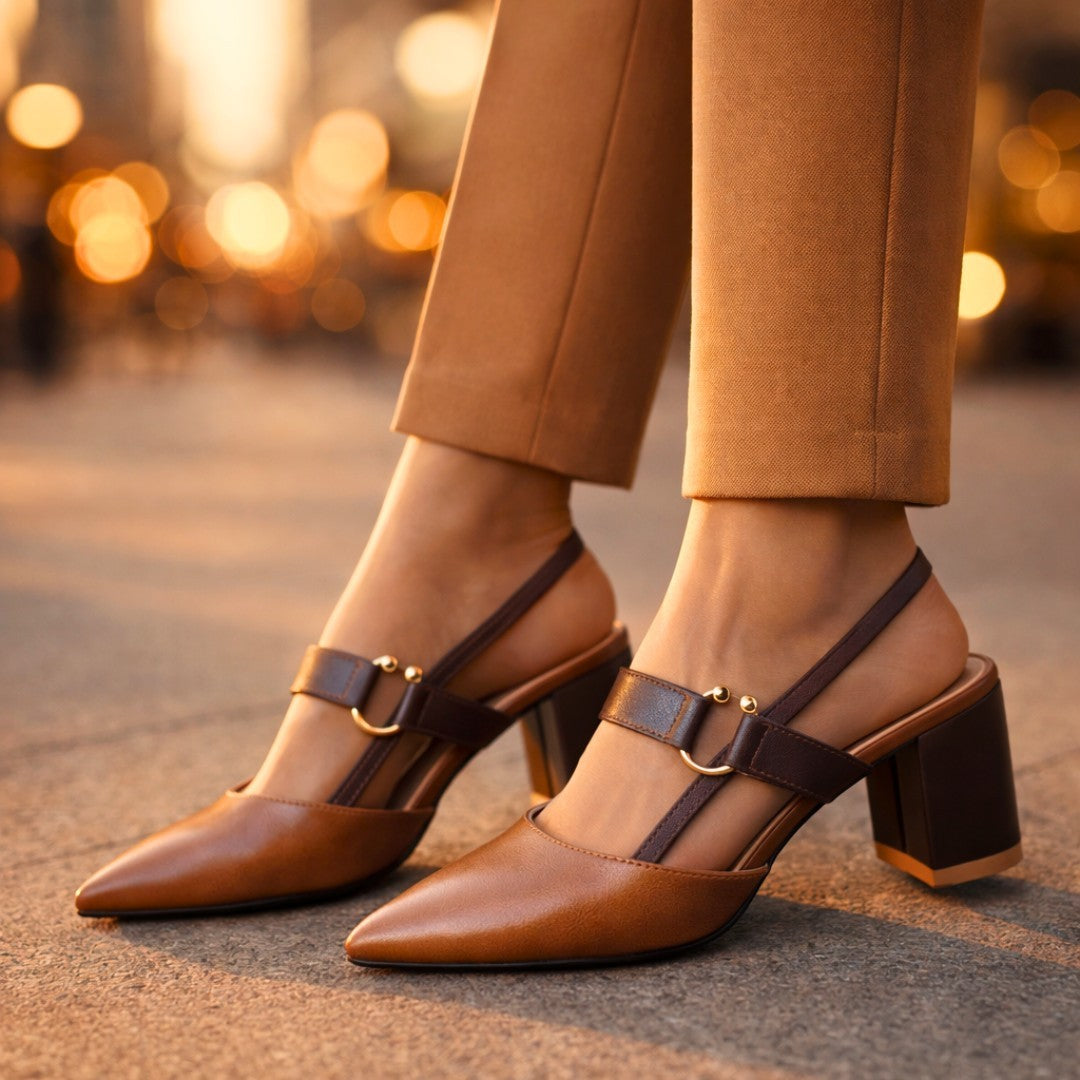 Dames Slingbacks met Blokhak en Ring