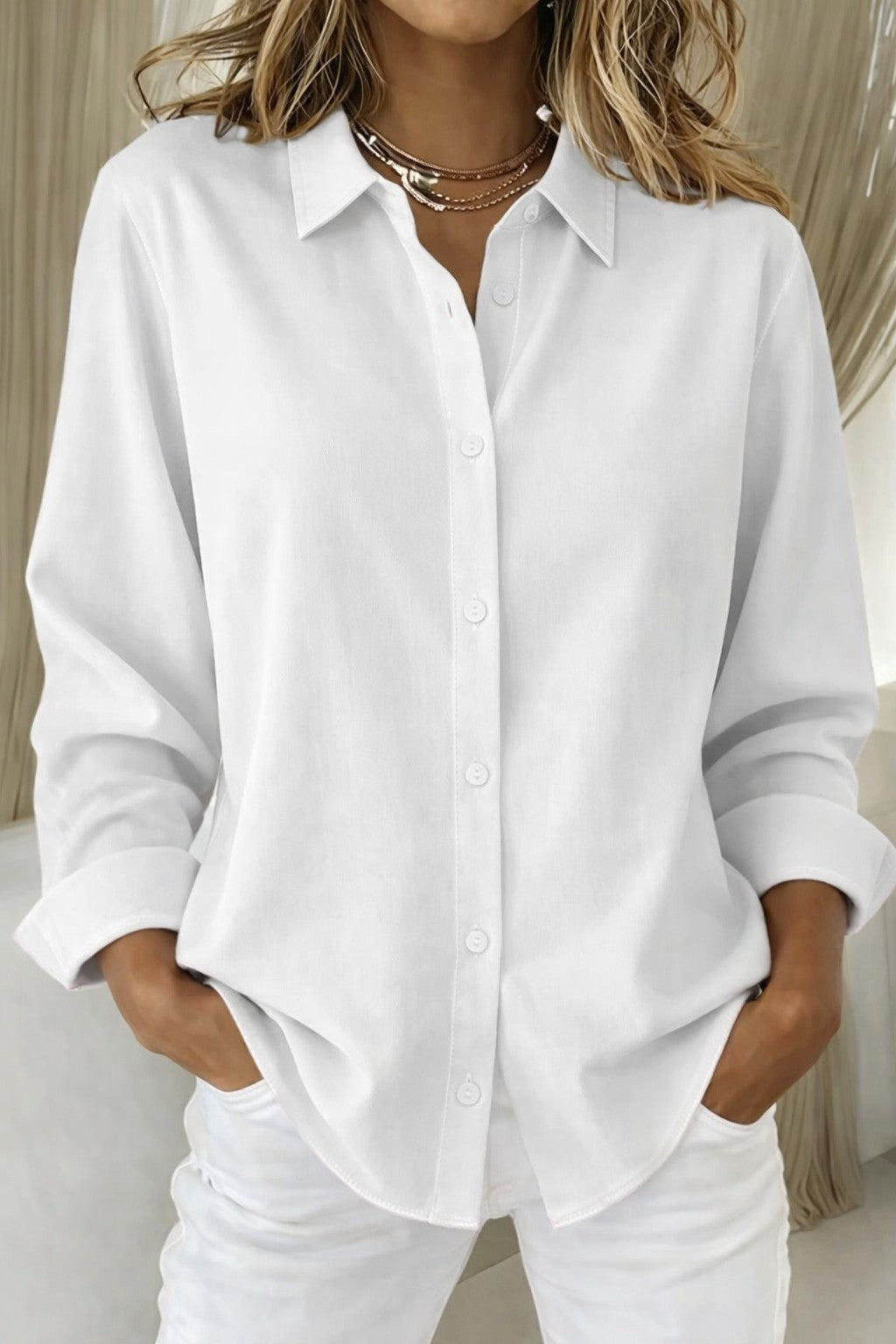 Damesblouse met Lange Mouwen en Kraag