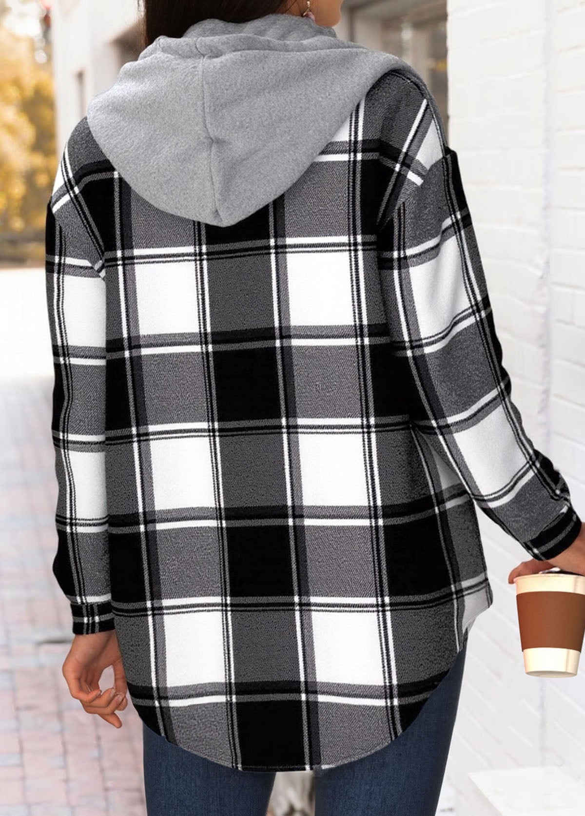 Dames Geruite Shacket met Borstzakken