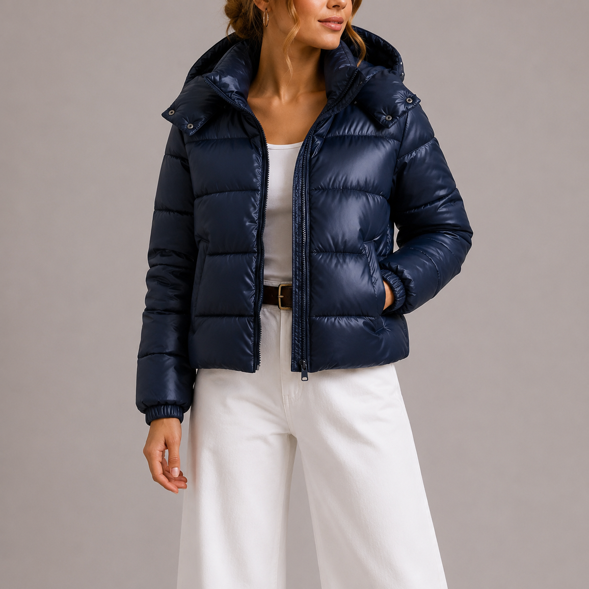 Dames Korte Puffer Jas met Capuchon