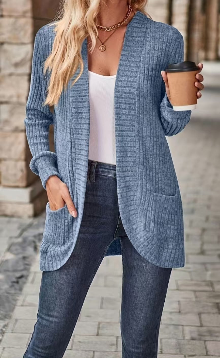 Dames Lang Vest met Zakken