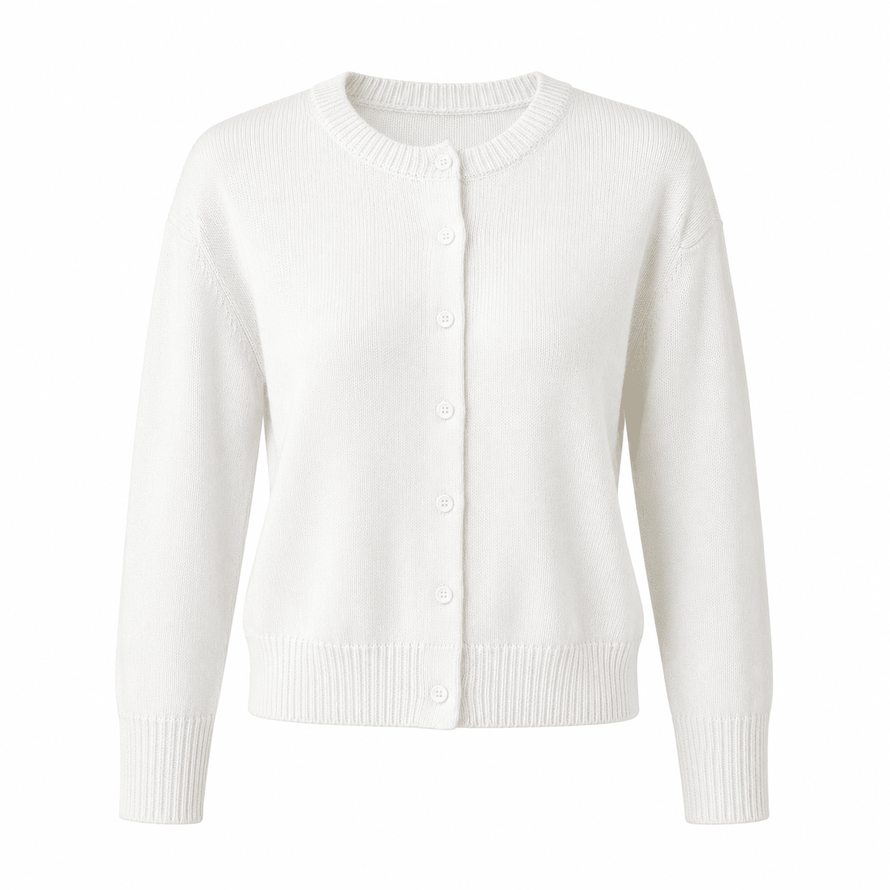 Dames Gebreid Cropped Vest met Knoopsluiting en Geribde Boorden