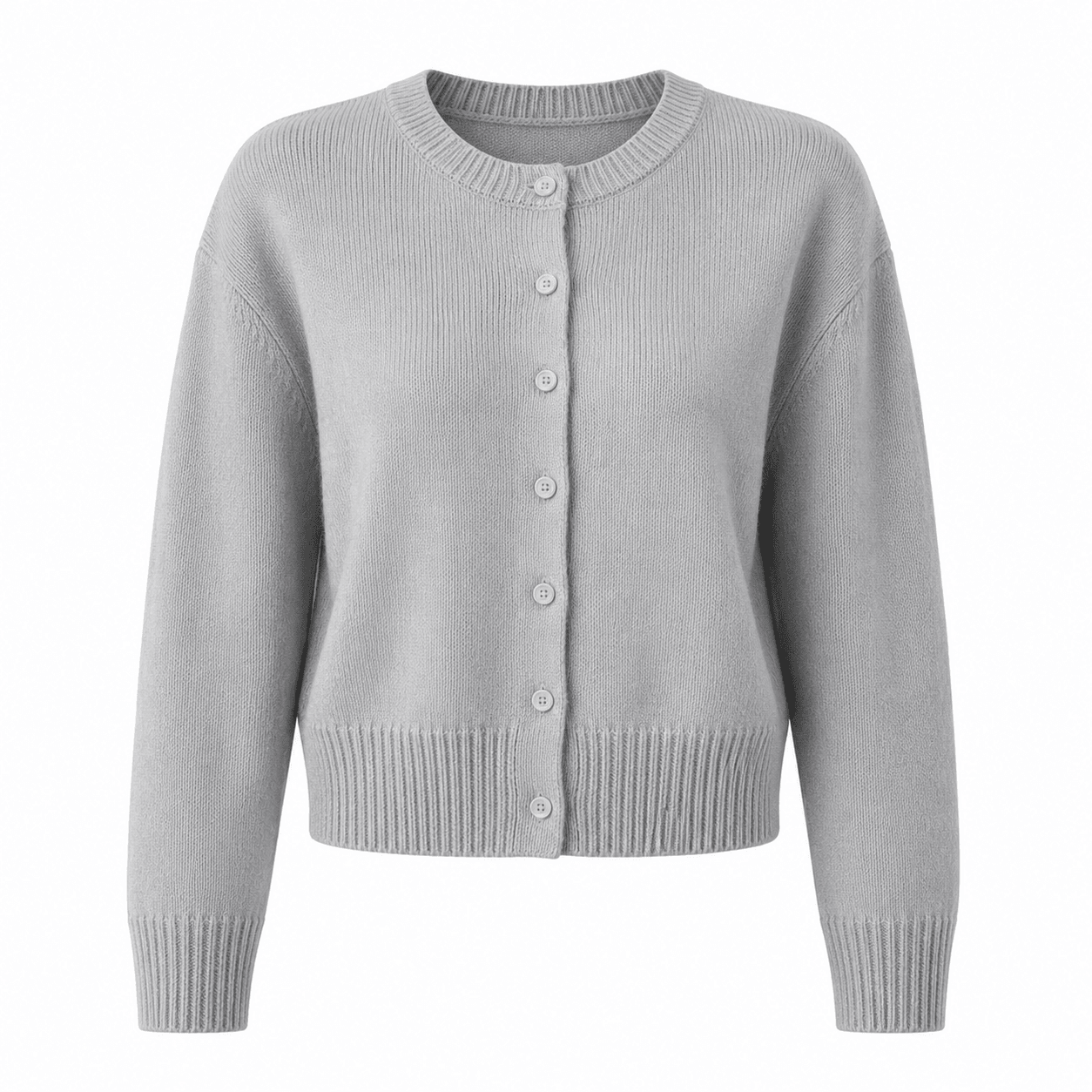 Dames Gebreid Cropped Vest met Knoopsluiting en Geribde Boorden