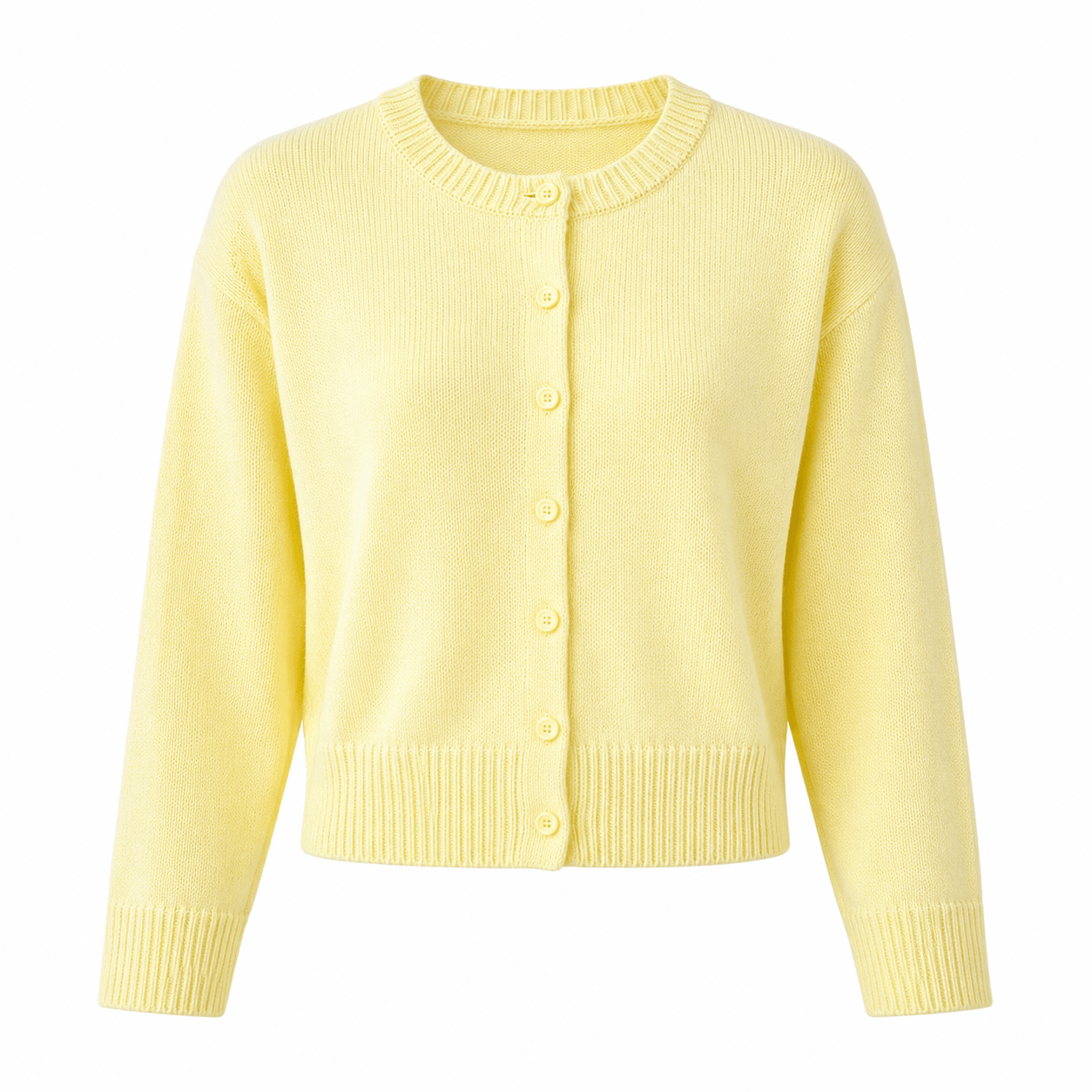Dames Gebreid Cropped Vest met Knoopsluiting en Geribde Boorden
