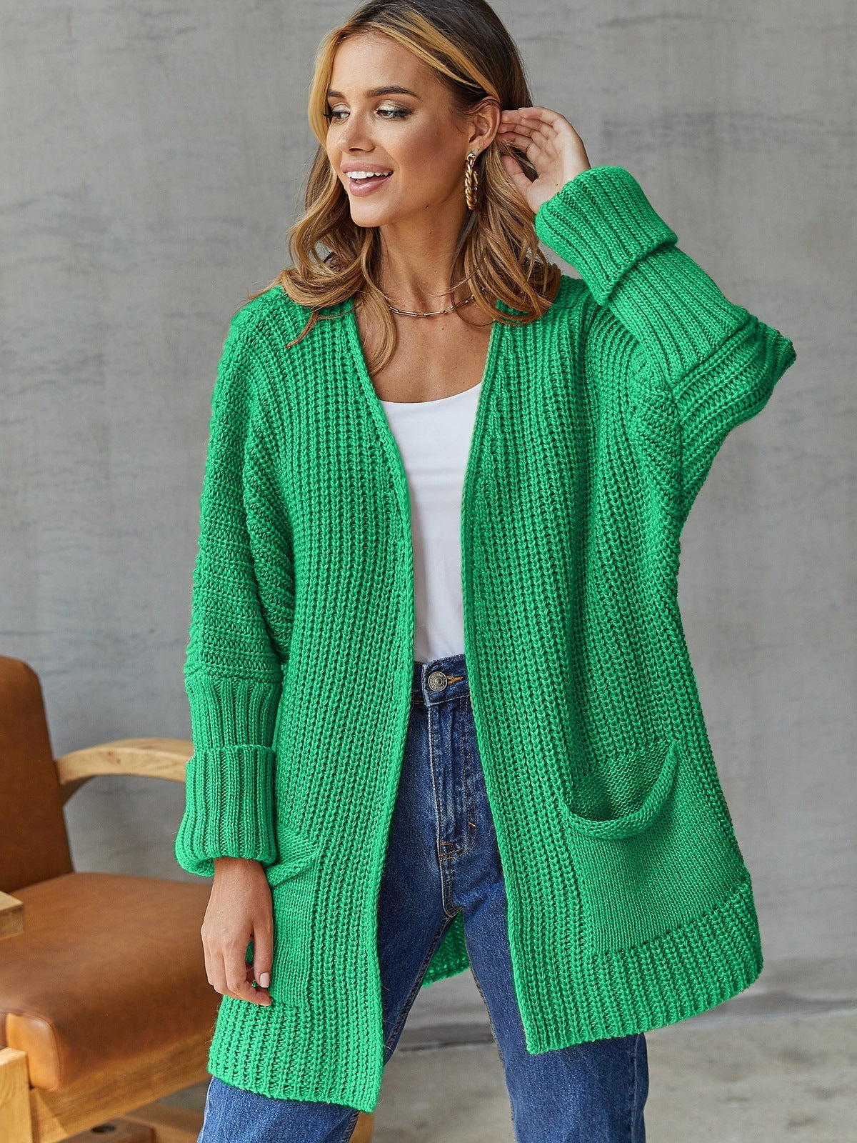 Dames Grofgebreid Vest met Zakken