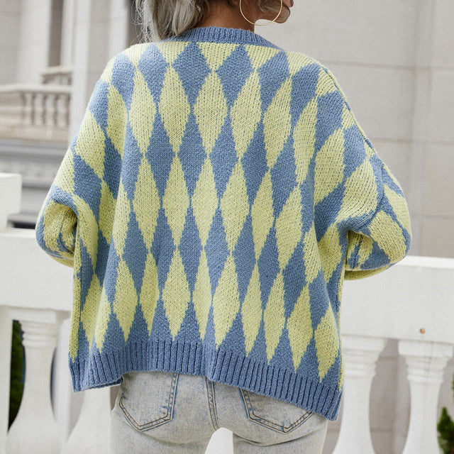 Dames Vest met Ruitmotief en Knopen