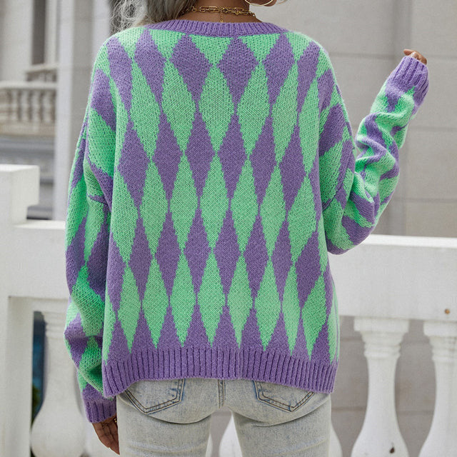 Dames Vest met Ruitmotief en Knopen