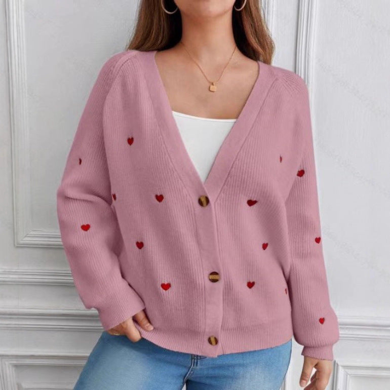 Dames Gebreid Vest met Hartapplicaties in Casual Pasvorm