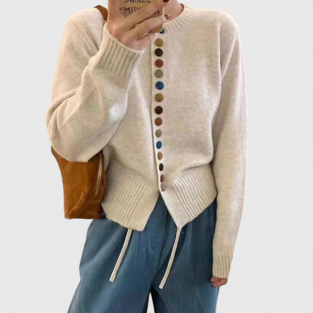 Dames Gebreid Vest van Zacht Mesh met Charmante Knoopdetails