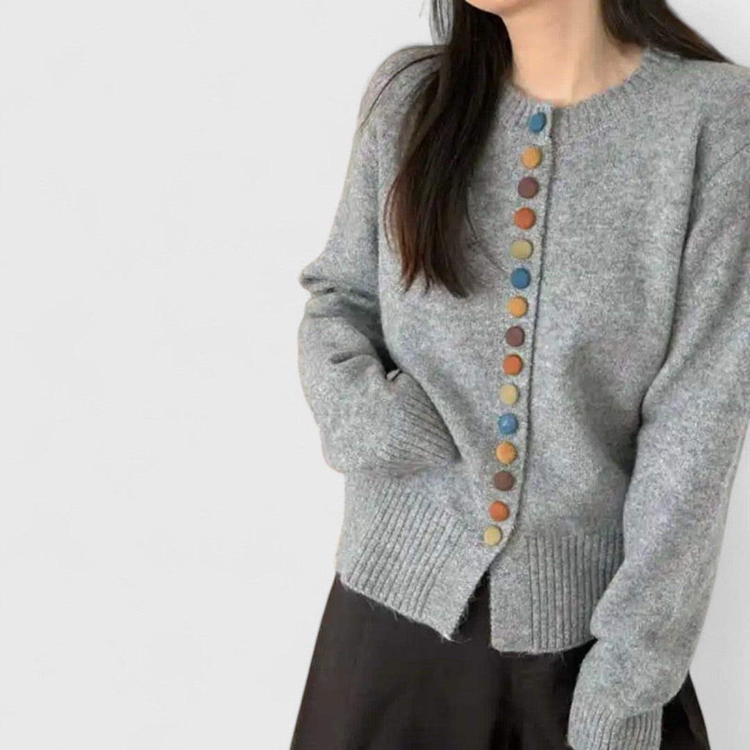 Dames Gebreid Vest van Zacht Mesh met Charmante Knoopdetails