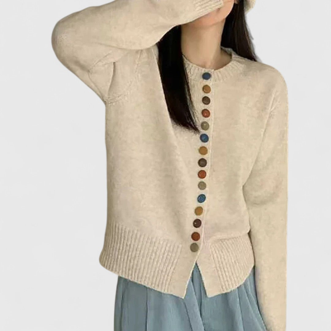 Dames Gebreid Vest van Zacht Mesh met Charmante Knoopdetails