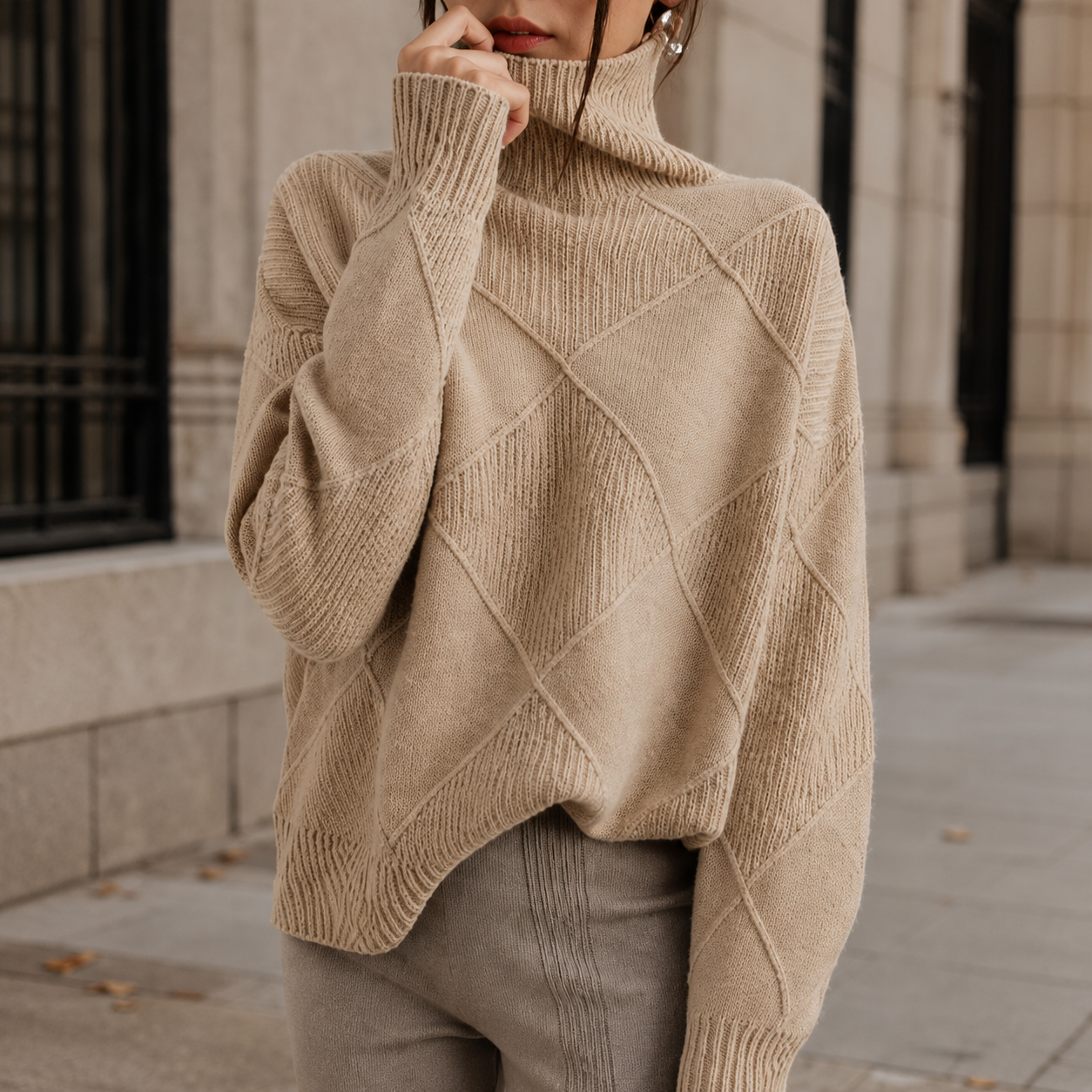 Dames Oversized Coltrui met Wijde Mouwen