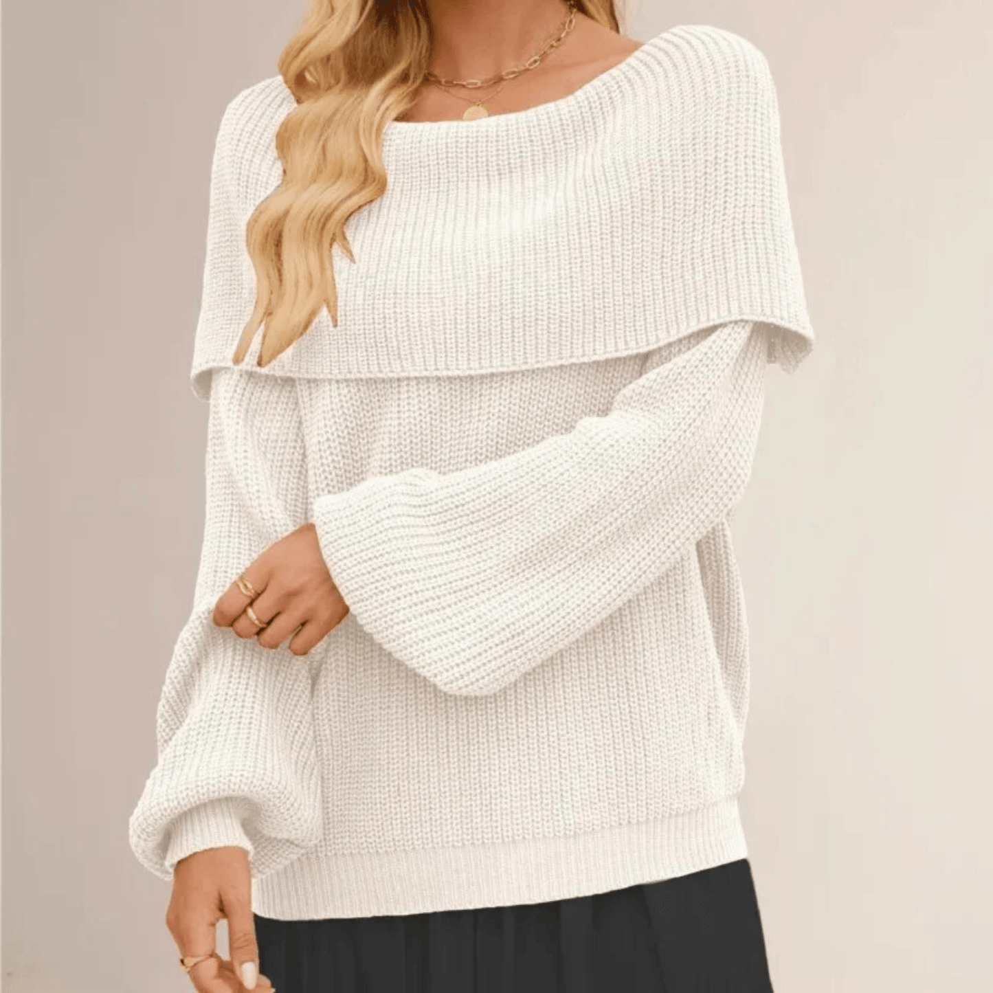 Dames Geribbelde Off Shoulder Trui