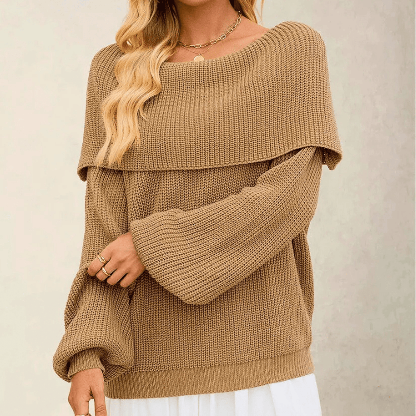 Dames Geribbelde Off Shoulder Trui