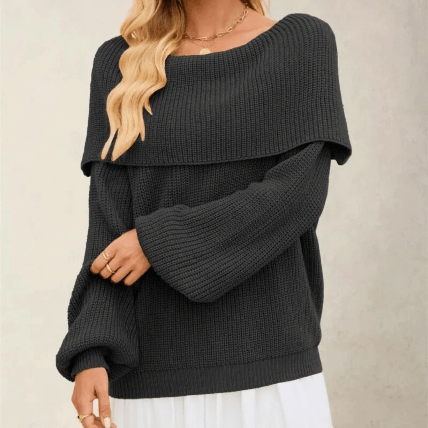Dames Geribbelde Off Shoulder Trui