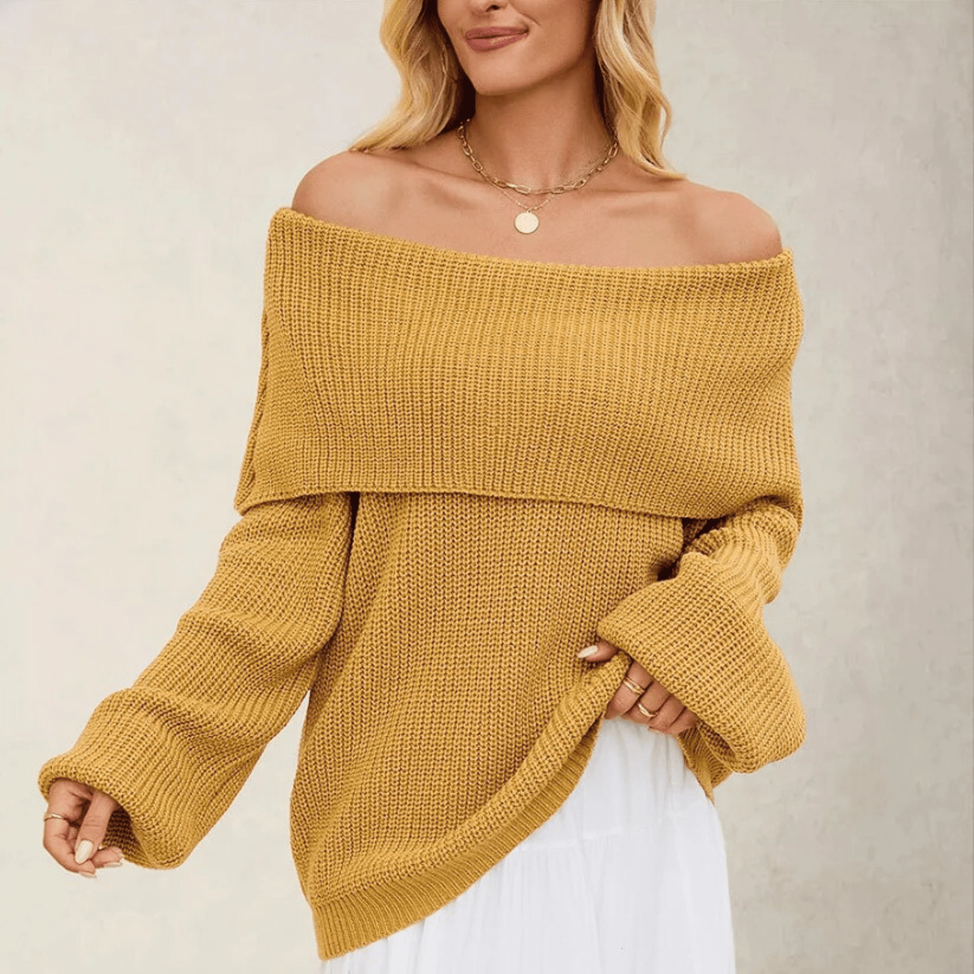 Dames Geribbelde Off Shoulder Trui