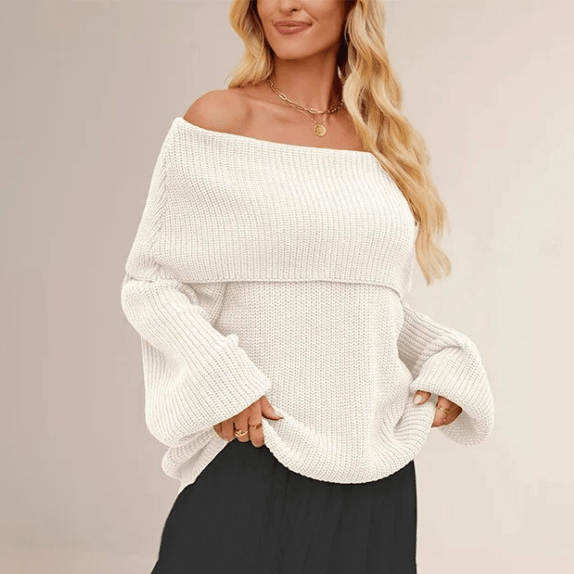 Dames Geribbelde Off Shoulder Trui