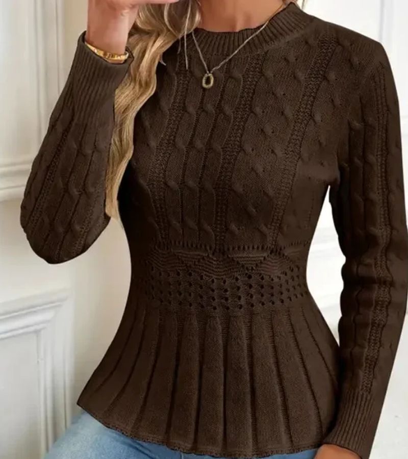 Dames Gebreide Peplum Trui van Zacht Grof Breisel voor Tijdloze Elegantie