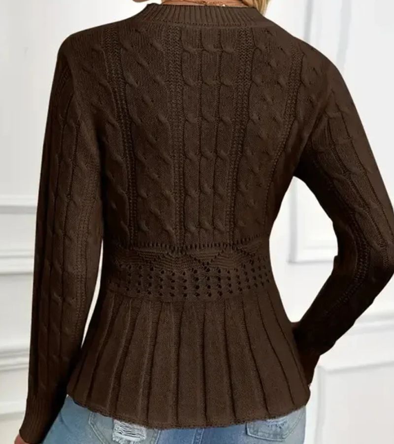 Dames Gebreide Peplum Trui van Zacht Grof Breisel voor Tijdloze Elegantie