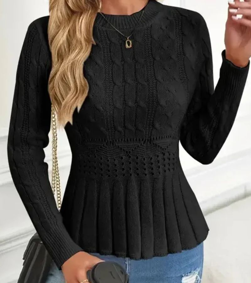 Dames Gebreide Peplum Trui van Zacht Grof Breisel voor Tijdloze Elegantie