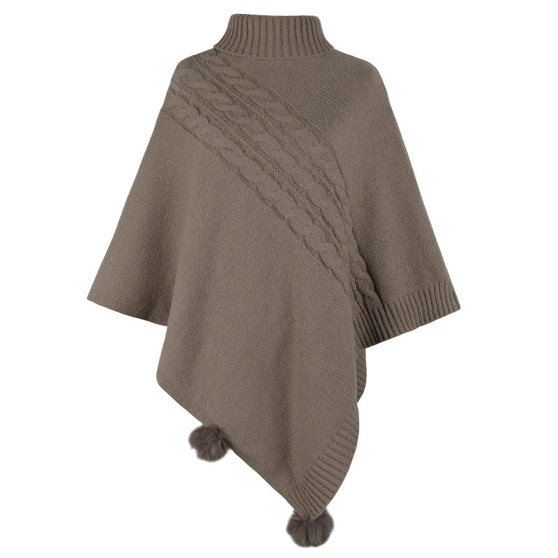 Dames Poncho met Hoge Kraag