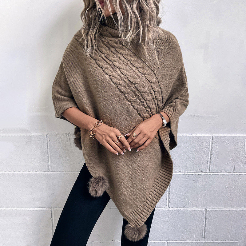 Dames Poncho met Hoge Kraag
