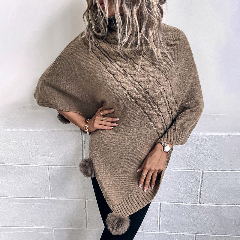 Dames Poncho met Hoge Kraag