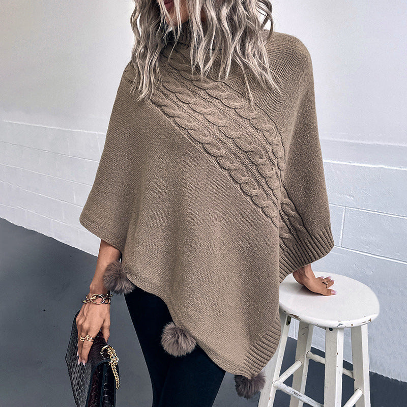 Dames Poncho met Hoge Kraag