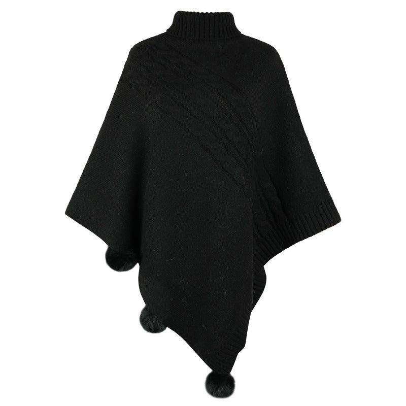 Dames Poncho met Hoge Kraag