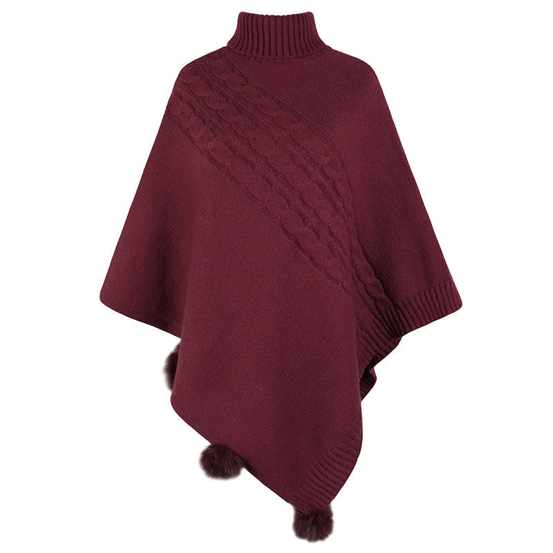 Dames Poncho met Hoge Kraag