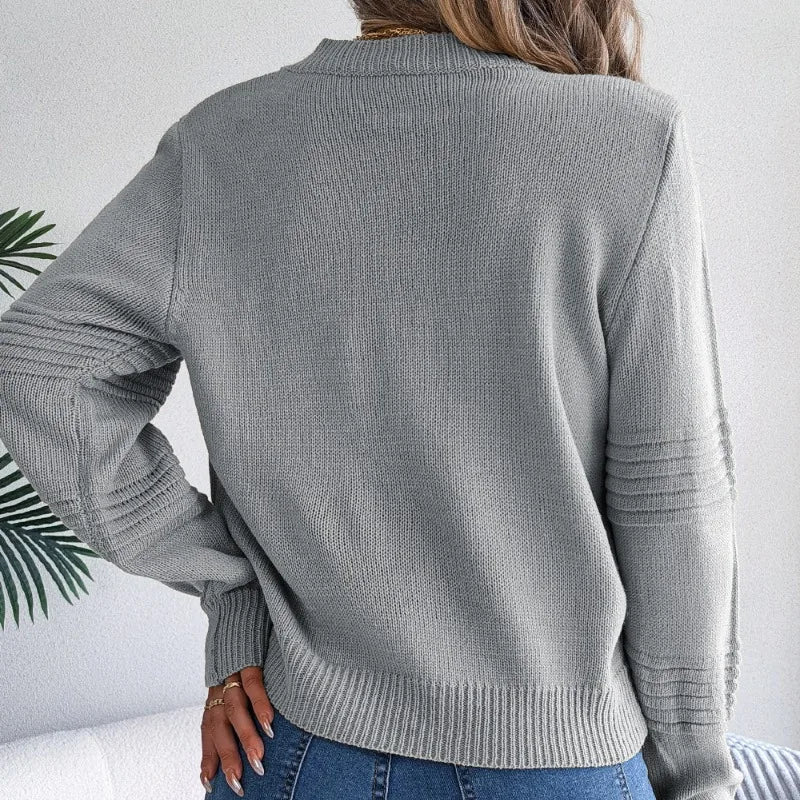 Dames Gebreide Trui met Ronde Hals