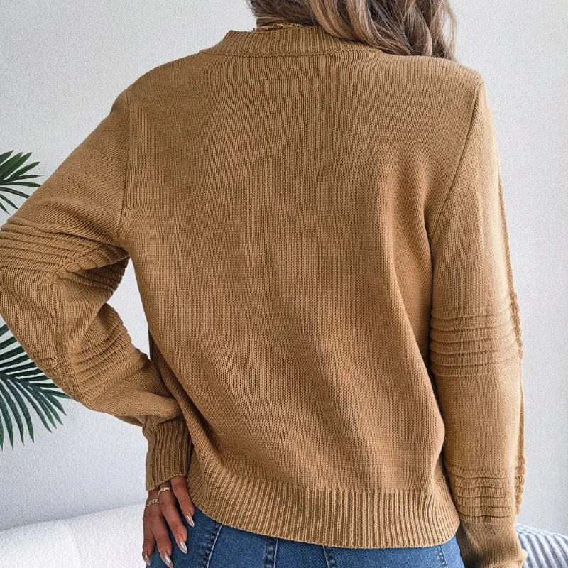 Dames Gebreide Trui met Ronde Hals