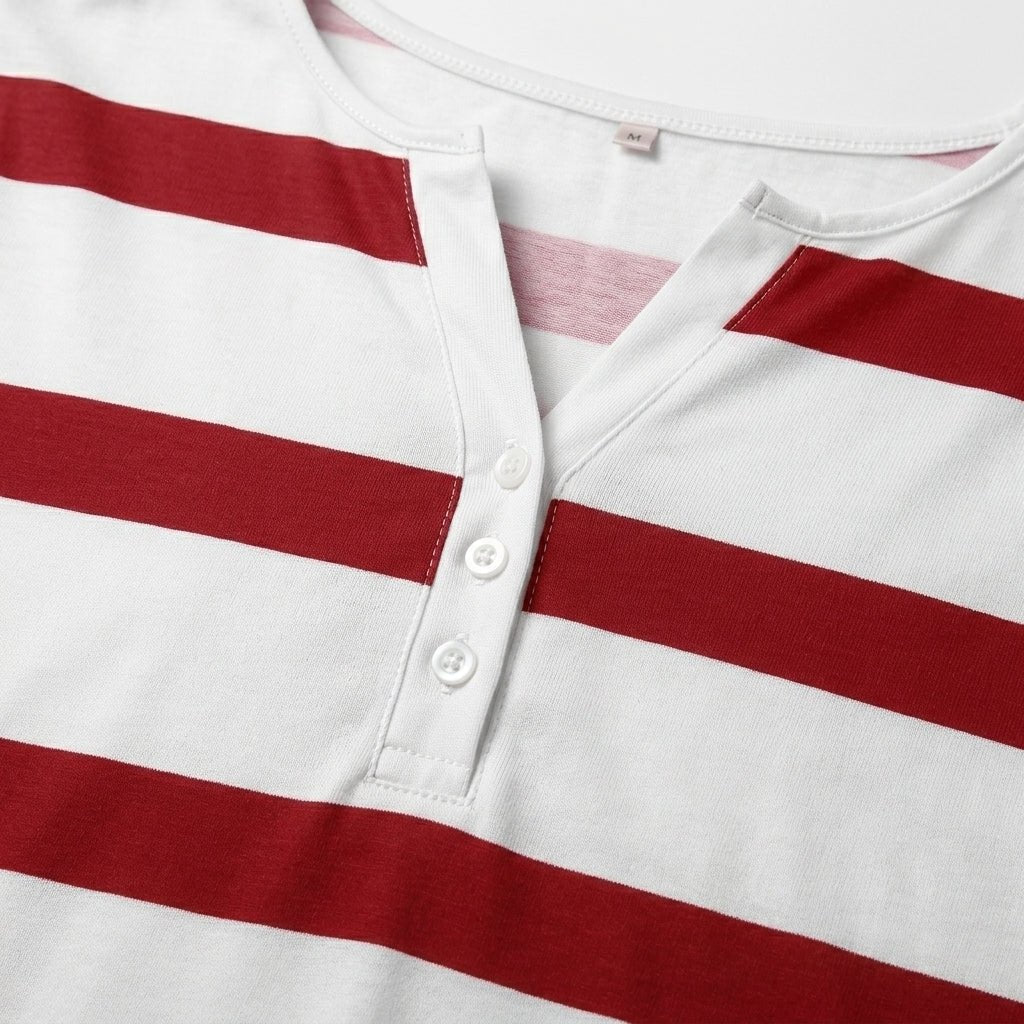 Dames Gestreepte Blouse met V-hals van Lichtgewicht Ademend Materiaal