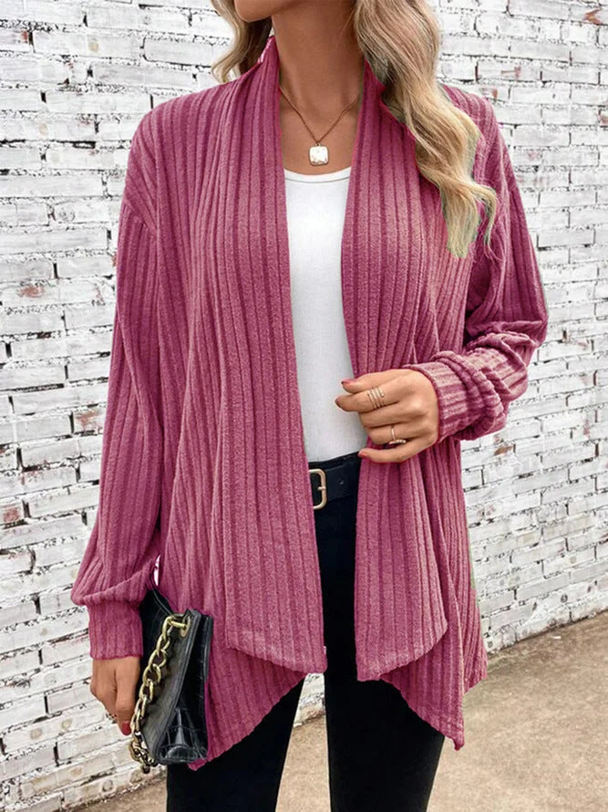 Dames Grof Gebreide Kimono met Relaxte Pasvorm en Lange Mouwen