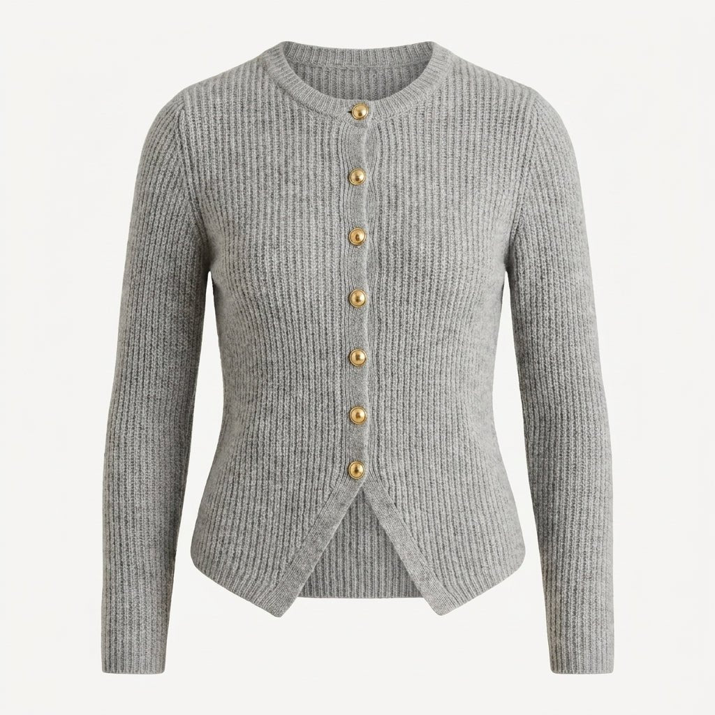 Dames Lang Gebreid Vest met Knoopsluiting van Comfortabel Materiaal