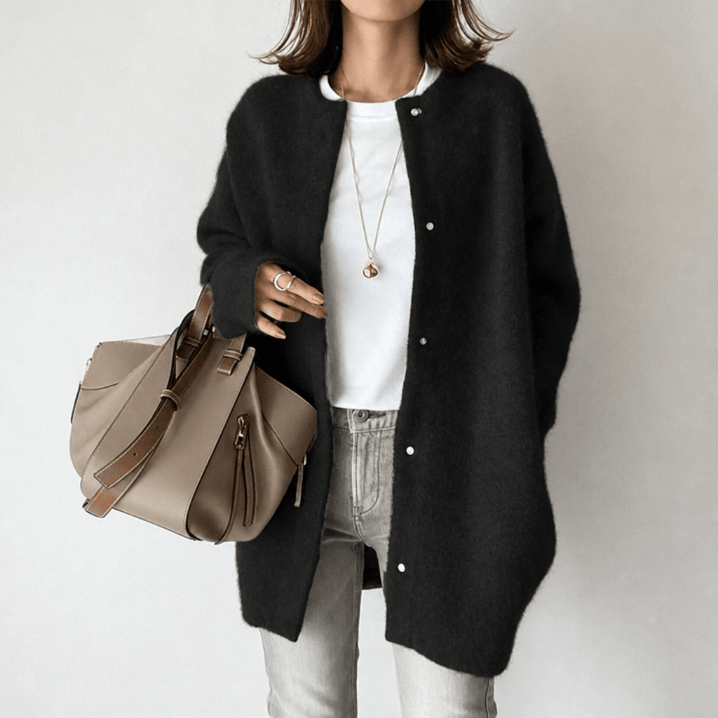 Dames Lang Vest met Ronde Hals