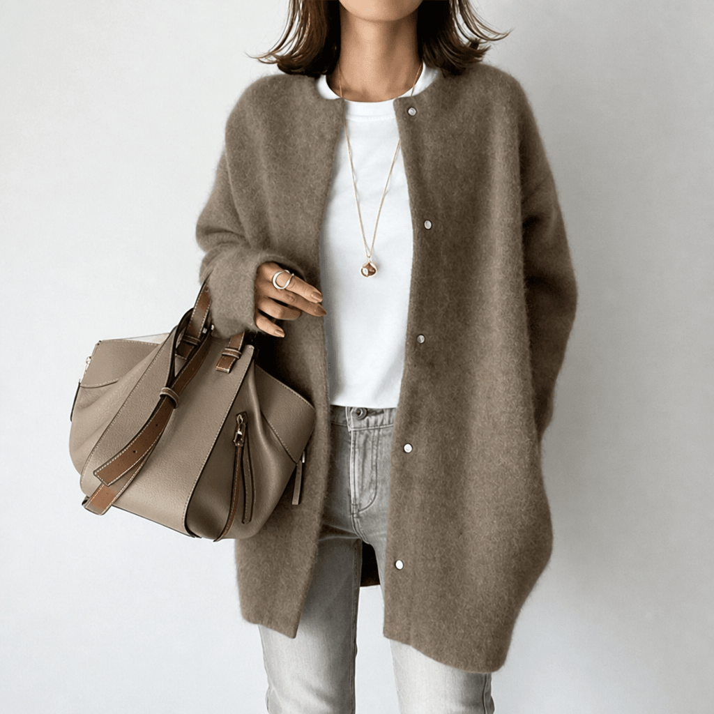 Dames Lang Vest met Ronde Hals