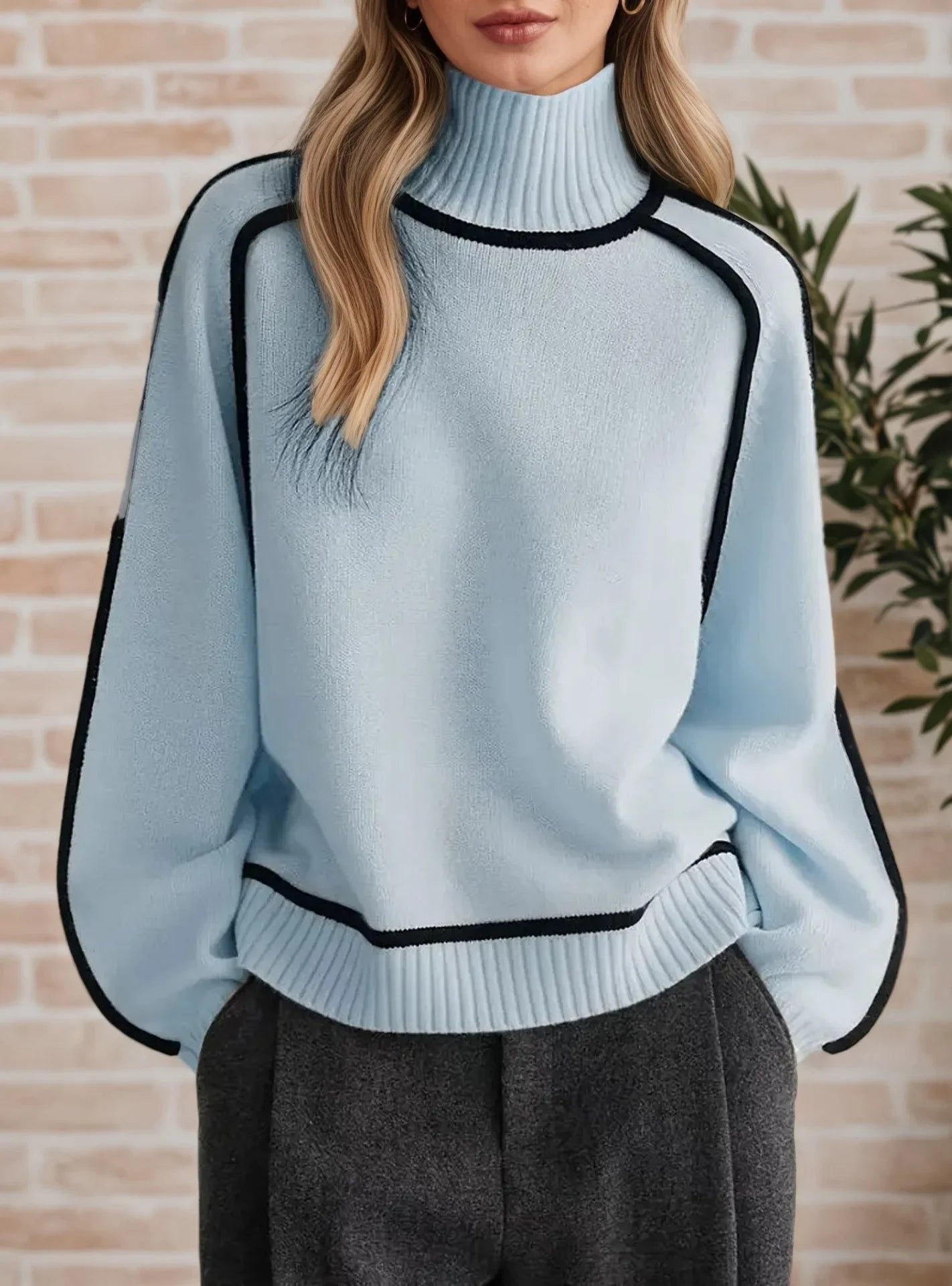 Dames Oversized Coltrui met Colorblock van Zachte Gebreide Stof