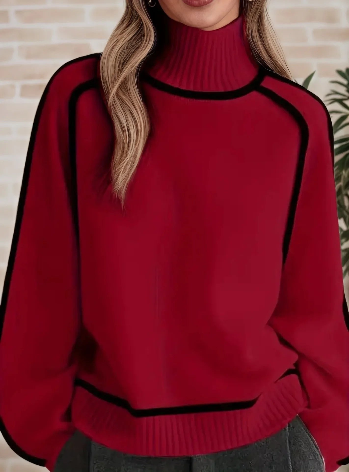 Dames Oversized Coltrui met Colorblock van Zachte Gebreide Stof