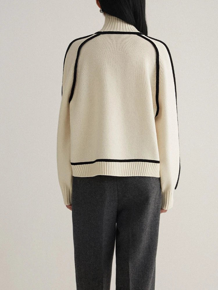 Dames Oversized Coltrui met Colorblock van Zachte Gebreide Stof