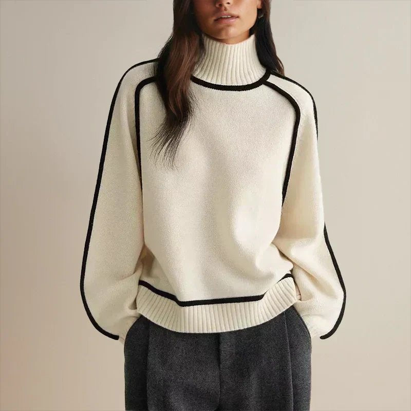 Dames Oversized Coltrui met Colorblock van Zachte Gebreide Stof