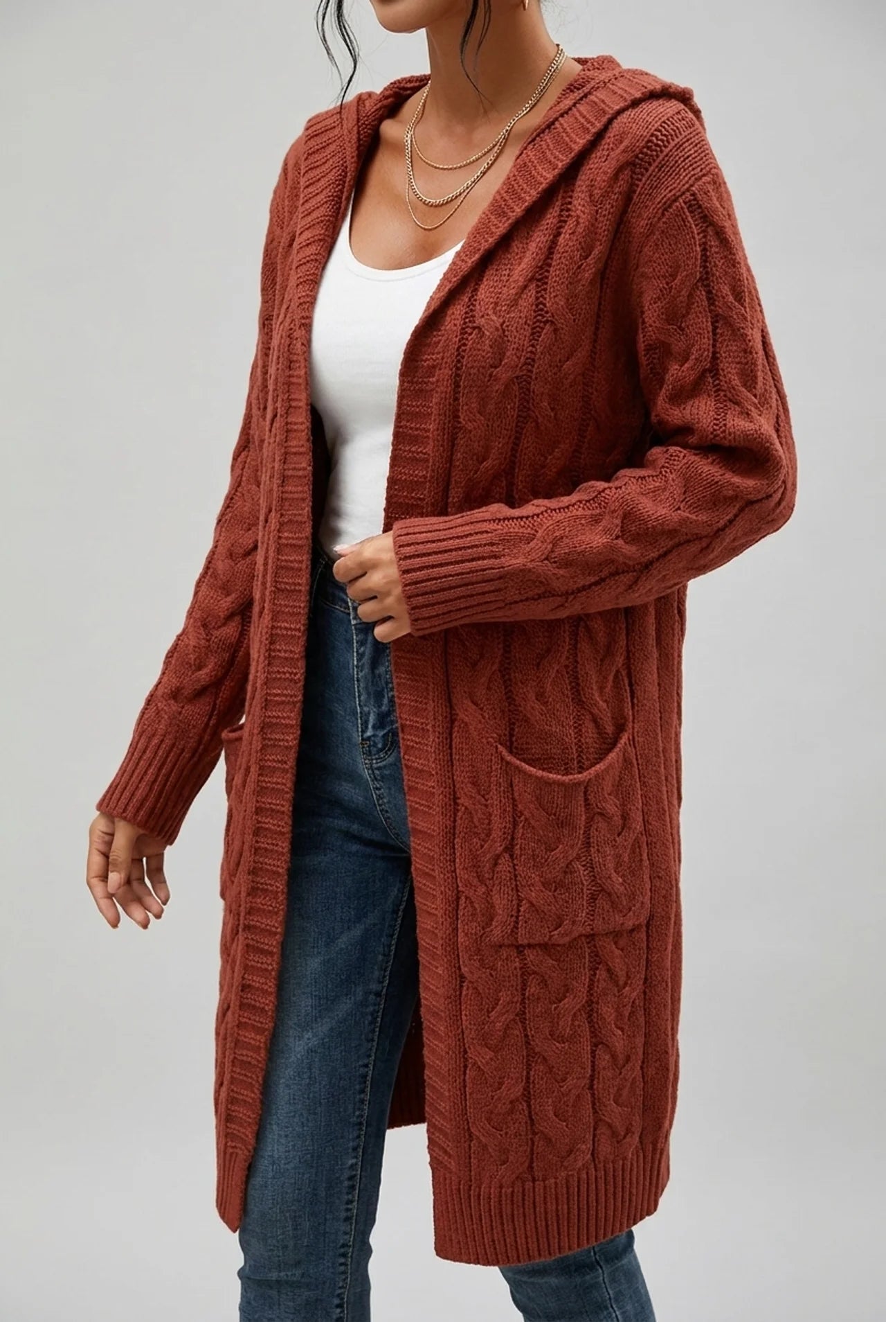 Dames Zwart Vest van Zacht Breisel met Capuchon voor Comfortabele Herfst