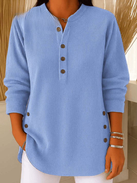 Dames tuniek met Henley-halslijn en Knoopdetail Lizzy