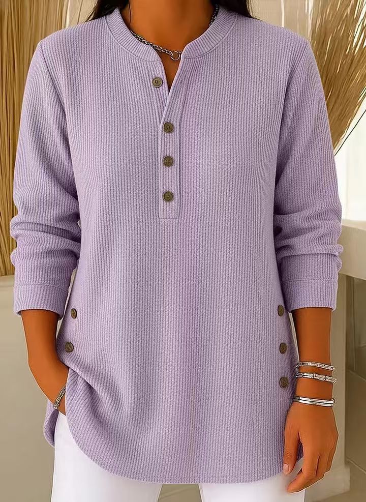 Dames tuniek met Henley-halslijn en Knoopdetail Lizzy