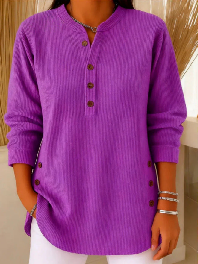 Dames tuniek met Henley-halslijn en Knoopdetail Lizzy