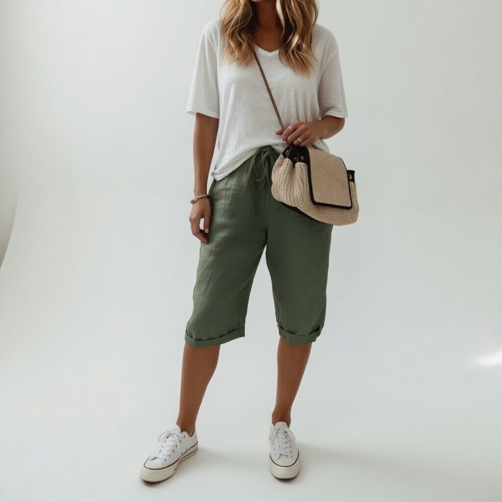Damesbermudashort met Elastische Taille en Wijde Snit Lizzy