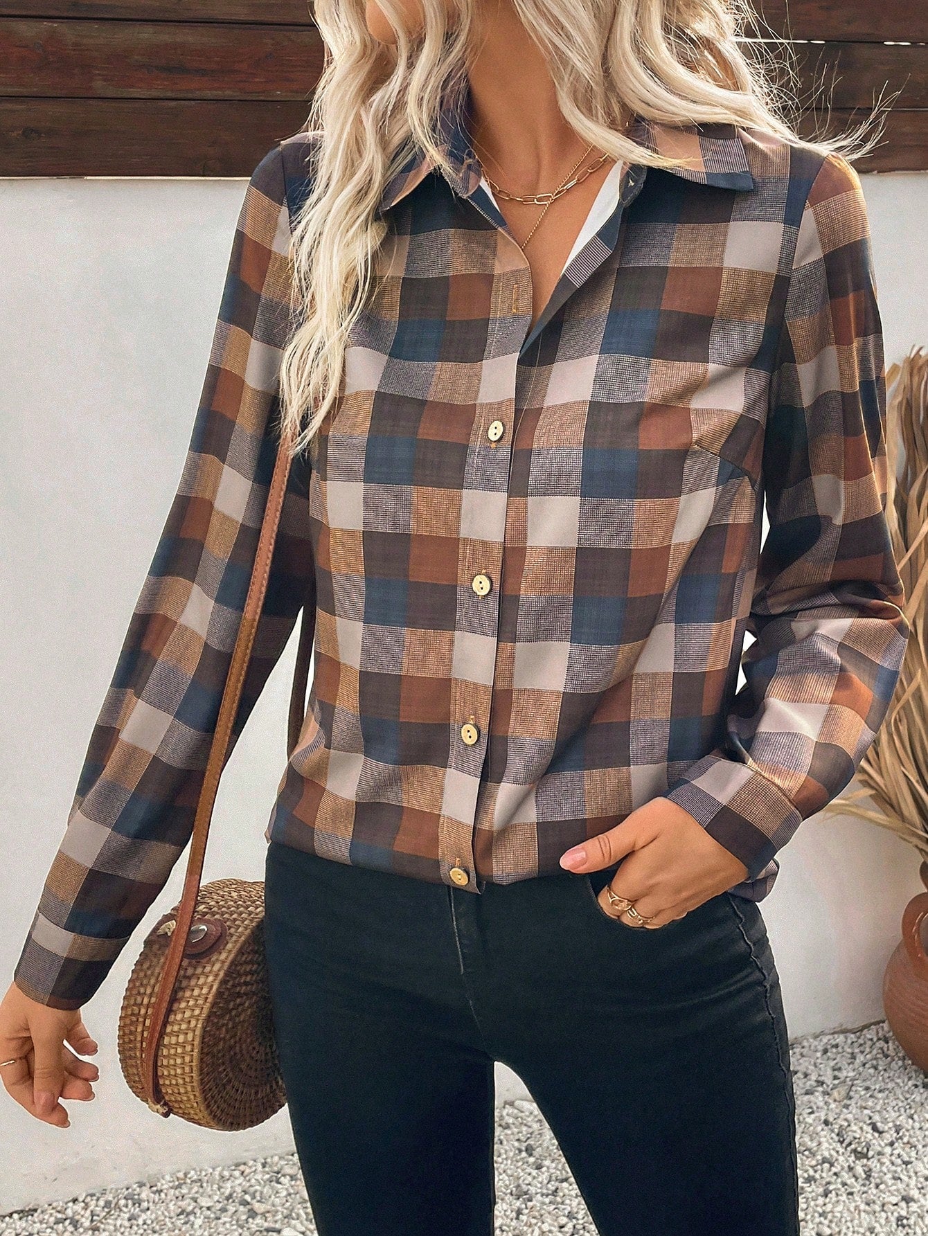 Damesblouse Geruit met Lange Mouwen Lizzy