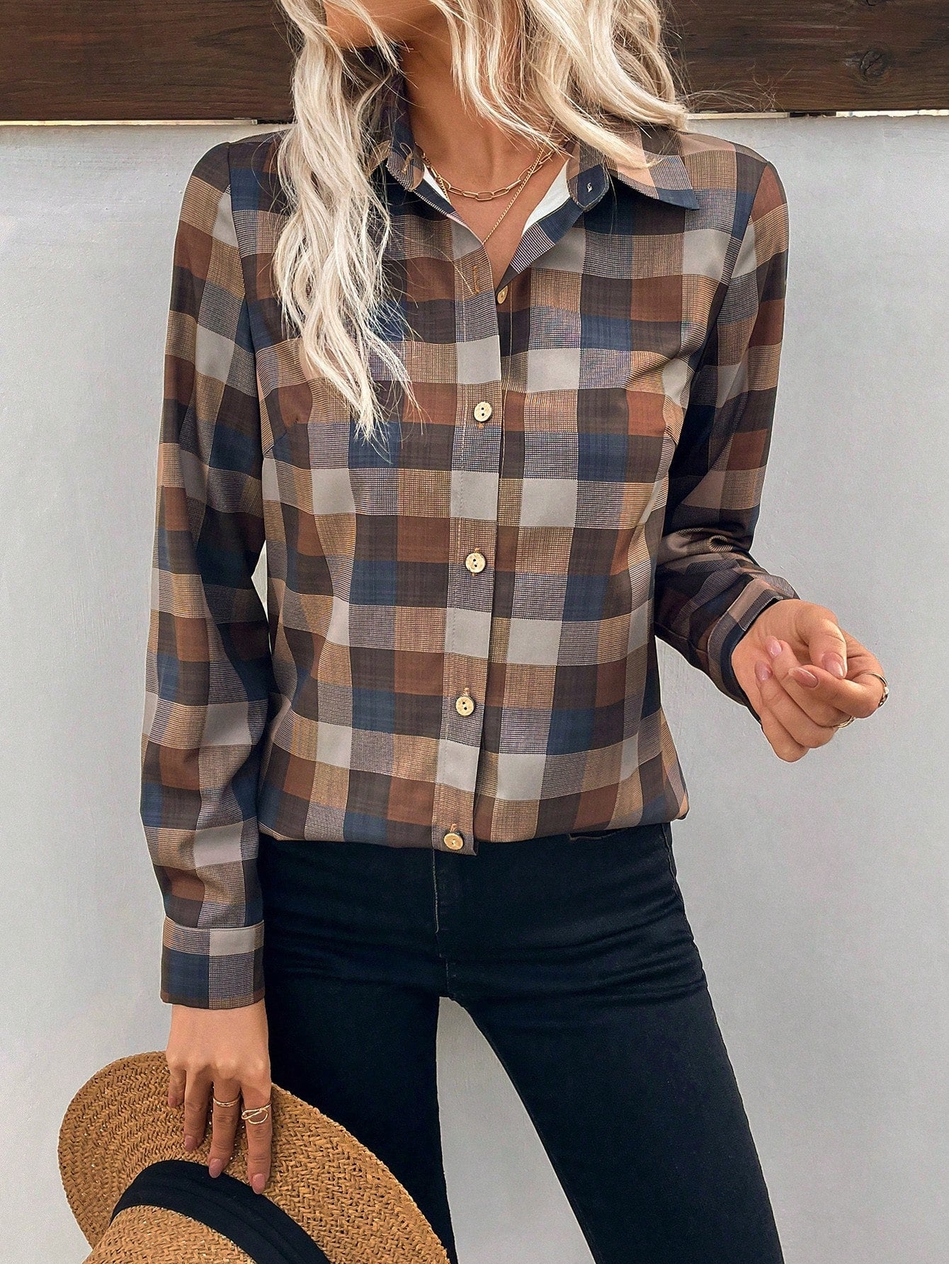 Damesblouse Geruit met Lange Mouwen Lizzy